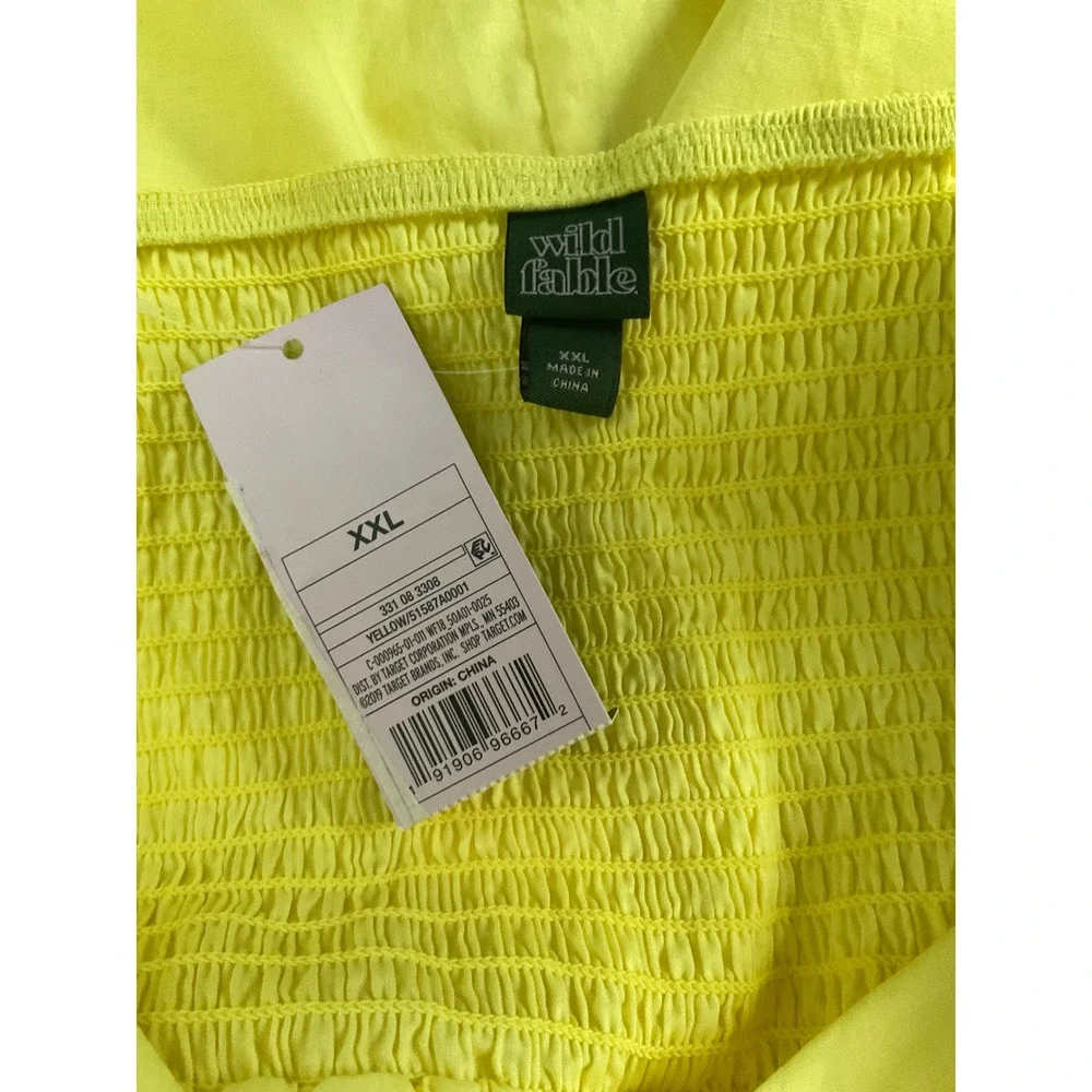 Wild Fable Women's Yellow Mini Dress Puff Sleeve Tie Front XXL NWT‎ - Picture 4 of 7